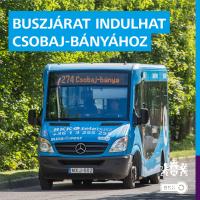 A kreatívon olvasható felirat: buszjárat indulhat a Csobaj-bányához