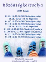 Közönségkorcsolya 2024. január, 01.01. 16.00-18.50 közönségkorcsolya, 01.05. 20.00-22.50 jégdiszkó, 01.07. 16.00-18.50 közönségkorcsolya, 01.14. 16.00-18.50 közönségkorcsolya, 01.19. 20.00-22.50 jégdiszkó, 01.20. 18.00-20.50 jégpályák éjszakája, 01.20. 21.00-23.50 jégpályák éjszakája, 01.21. 16.00-18.50 közönségkorcsolya, 01.28. 16.00-18.50 közönségkorcsolya, Mátyásföldi Jégcsarnok, 1165 Budapest, Újszász utca 47/G