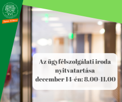 Módosul az Ügyfélszolgálati Iroda nyitvatartása