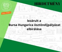 A kreatívon olvasható szöveg: lezárult a Bursa Hungarica ösztöndíjpályázat elbírálása 