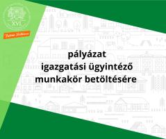 A kreatívon olvasható szöveg: pályázat igazgatási ügyintéző munkakör betöltésére 