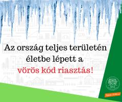 A kreatívon olvasható szöveg: Az ország teljes területén életbe lépett a  vörös kód riasztás!