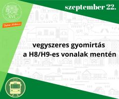 a kreatívon olvasható szöveg: vegyszeres gyomirtás  a H8/H9-es HÉV-vonalakon, szeptember 22.