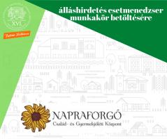 A kreatívon olvasható szöveg: álláshirdetés esetmenedzser munkakör betöltésére