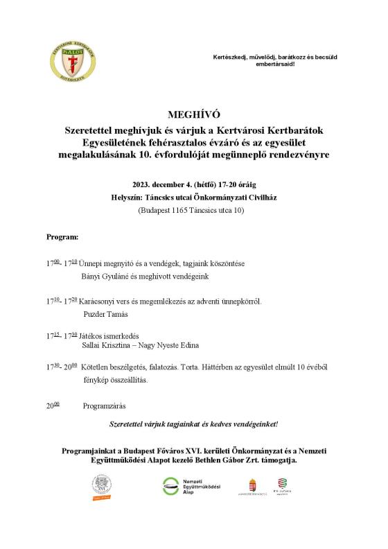 A meghívó szövege