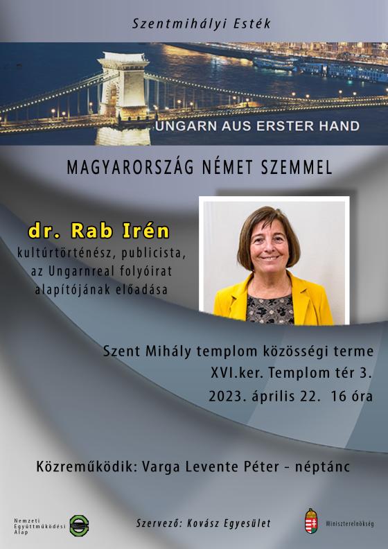 Dr. Rab Irén kultúrtörténész, publicista lesz a Szentmihályi Esték ...