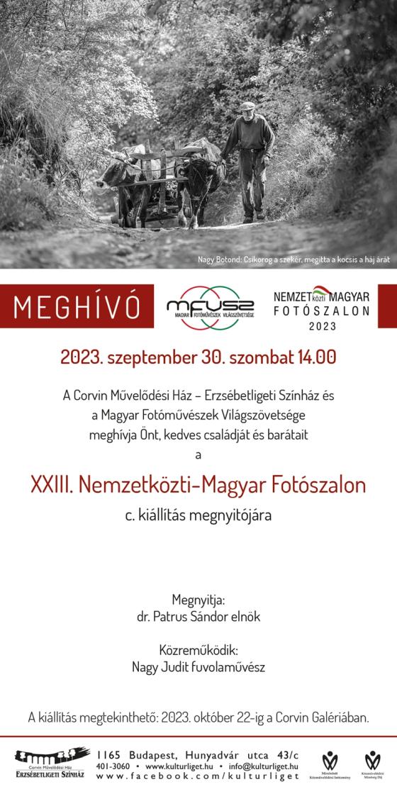 Meghívó a XXIII. Nemzetközti-Magyar Fotószalon kiállításmegnyitójára
