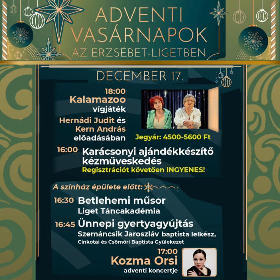Adventi programok az Erzsébet-ligetben