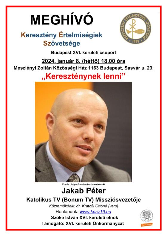 A KÉSZ január 8-ai vendége Jakab Péter, a Katolikus TV Missziósvezetője lesz
