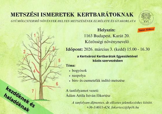 METSZÉSI ISMERETEK  KERTBARÁTOKNAK - plakát