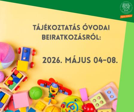 Tájékoztatás óvodai beiratkozásról 202. május 04-08.