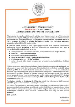 Április 9-i tájékoztató