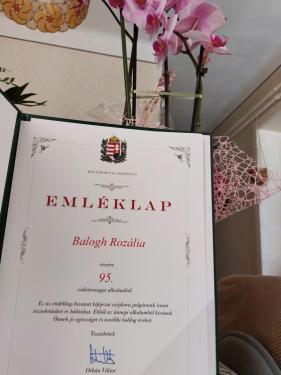 Balogh Rozália köszöntése 95. születésnapja alkalmából.