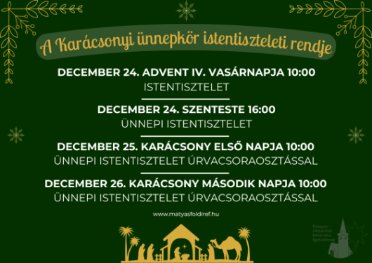 Az ünnepi istentiszteletek időpontjai