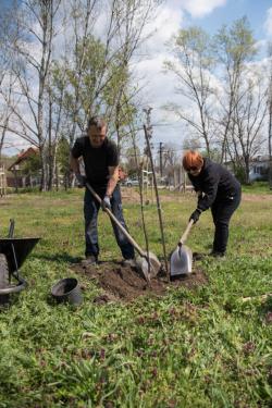 Önkéntesek segítették a fatelepítést az arborétumnál.