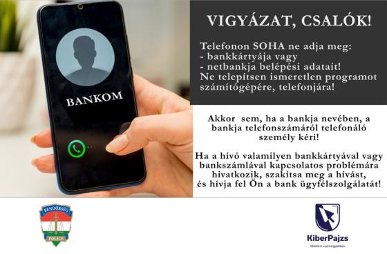 Rendőrségi felhívás az internetes csalások ellen.