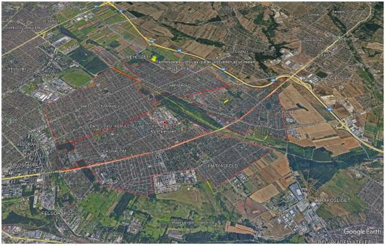 Ortofotó a kerületről.