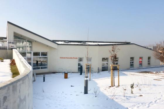 Az épülő Vágás utcai óvoda főbejárata.