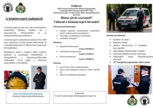 Felhívás! Biztos jövőt szeretnél? Válaszd a kéményseprő hivatást!