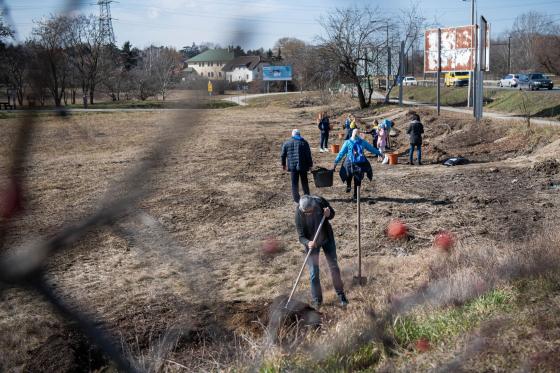 Önkéntesek faültetés közben