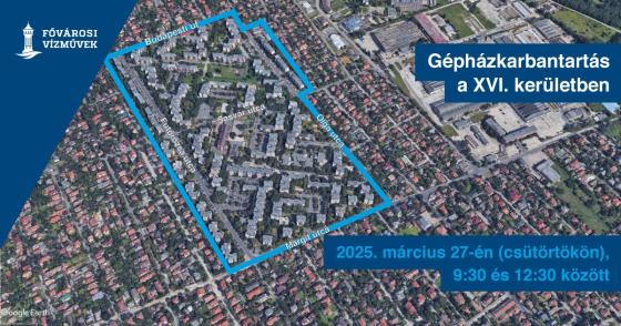 Térképrészlet a karbantartási munkálatok helyszínével.
