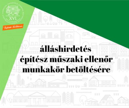 A kreatívon található felirat: Álláshirdetés építész műszaki ellenőr munkakör betöltésére