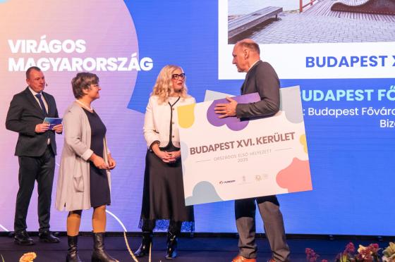 Szász József alpolgármester átveszi a díjat a színpadon