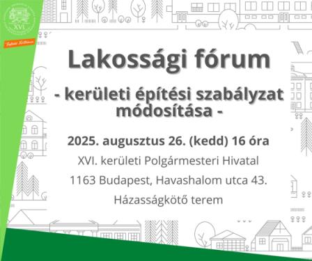 Lakossági fórum - kerületi építési szabályzat módosítása