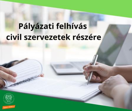 A kreatívon olvasható szöveg: Pályázati felhívás civil szervezetek részére