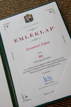 Zsombori Pálné oklevele
