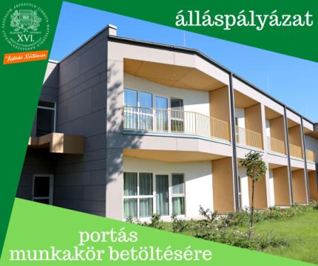 A kreatívon olvasható szöveg: álláspályázat portás munkakör betöltésére