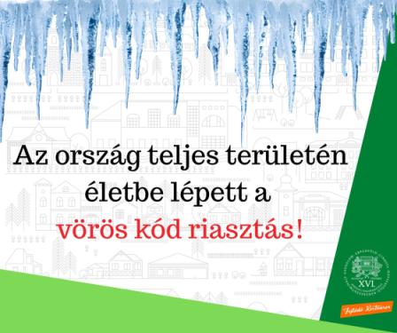 A kreatívon olvasható szöveg: Az ország teljes területén életbe lépett a  vörös kód riasztás!