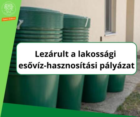 Lezárult a lakossági esővíz-hasznosítási pályázat