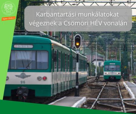 Karbantartási munkálatokat  végeznek a Csömöri HÉV vonalán - HÉV-szerelvények a háttérben