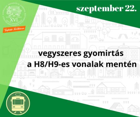 a kreatívon olvasható szöveg: vegyszeres gyomirtás  a H8/H9-es HÉV-vonalakon, szeptember 22.