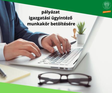a kreatívon olvasható szöveg: pályázat igazgatási ügyintéző munkakör betöltésére