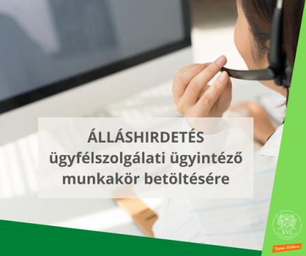 Ügyfélszolgálati ügyintéző munkakör betöltésére várja jelentkezéseket a Polgármesteri Hivatal